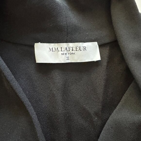 MM Lafleur Asymmetrical V-Neck Sheath Dress Size 12 Black Cocktail Work Office - Picture 2 of 7